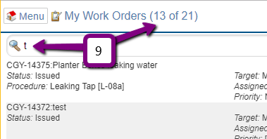 Filtered Work Order Example